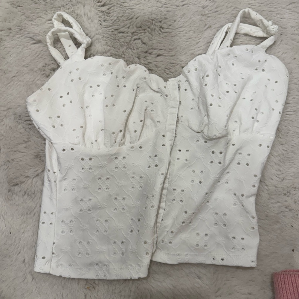 Fashion Nova White Eyelet Blouse